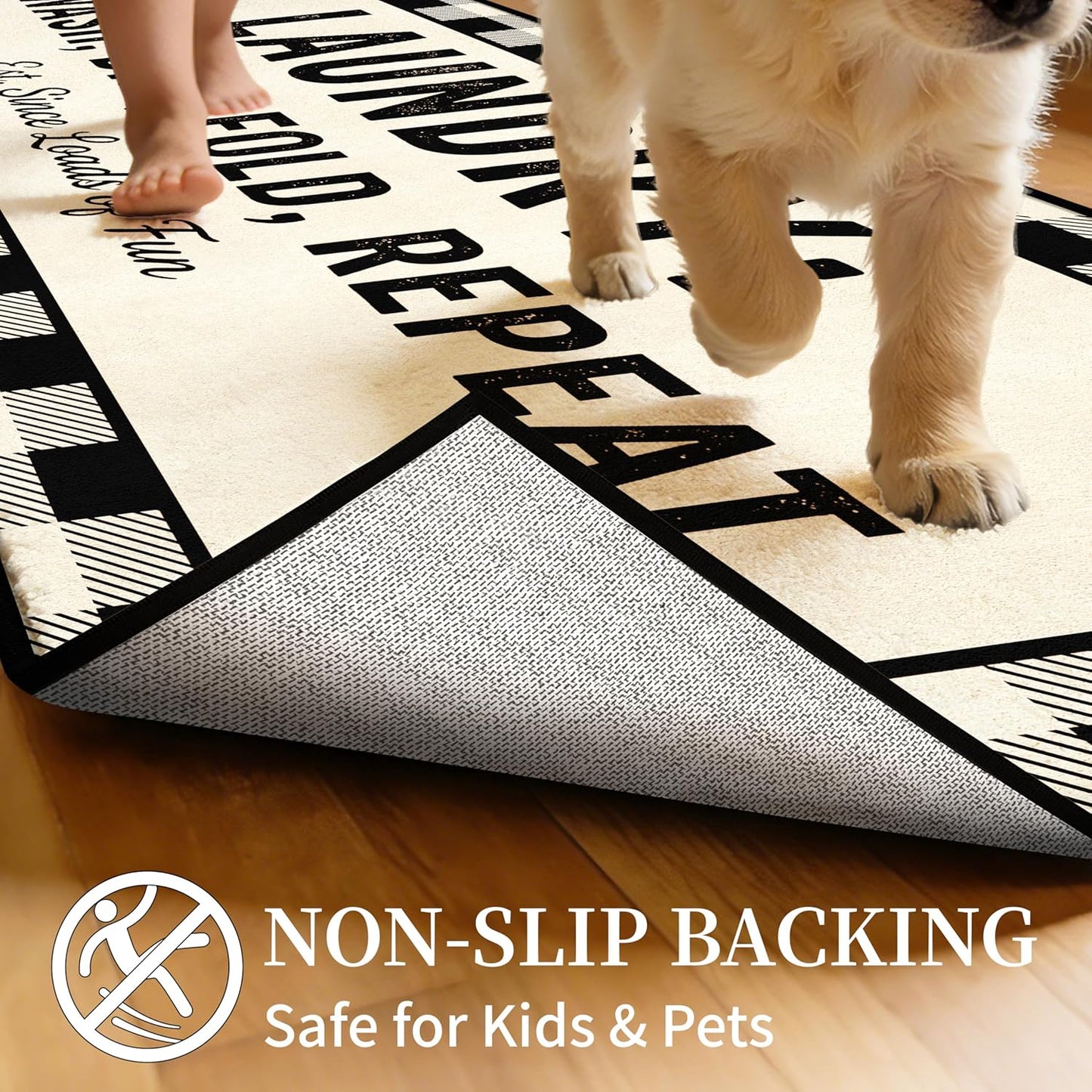 Washable Laundry Room Rug, 20"X47" Non Slip Laundry Mat Runner Soft Low-Pile Farmhouse Laundry Room Decor Area Rug for Kitchen Bathroom Buffalo Plaid