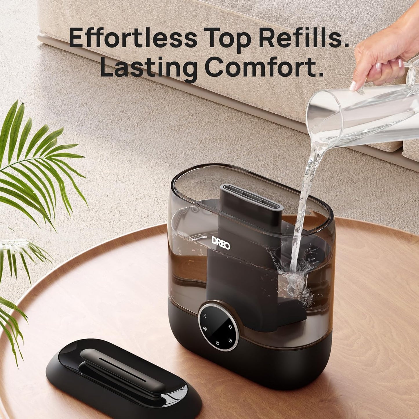 DREO Smart Humidifiers for Bedroom, 6L Top Fill Supersized Cool Mist Humidifier for Large Room, 60 Hour Runtime, Quiet Ultrasonic Humidifier for Plants, Indoor, Home, Night Light, Black