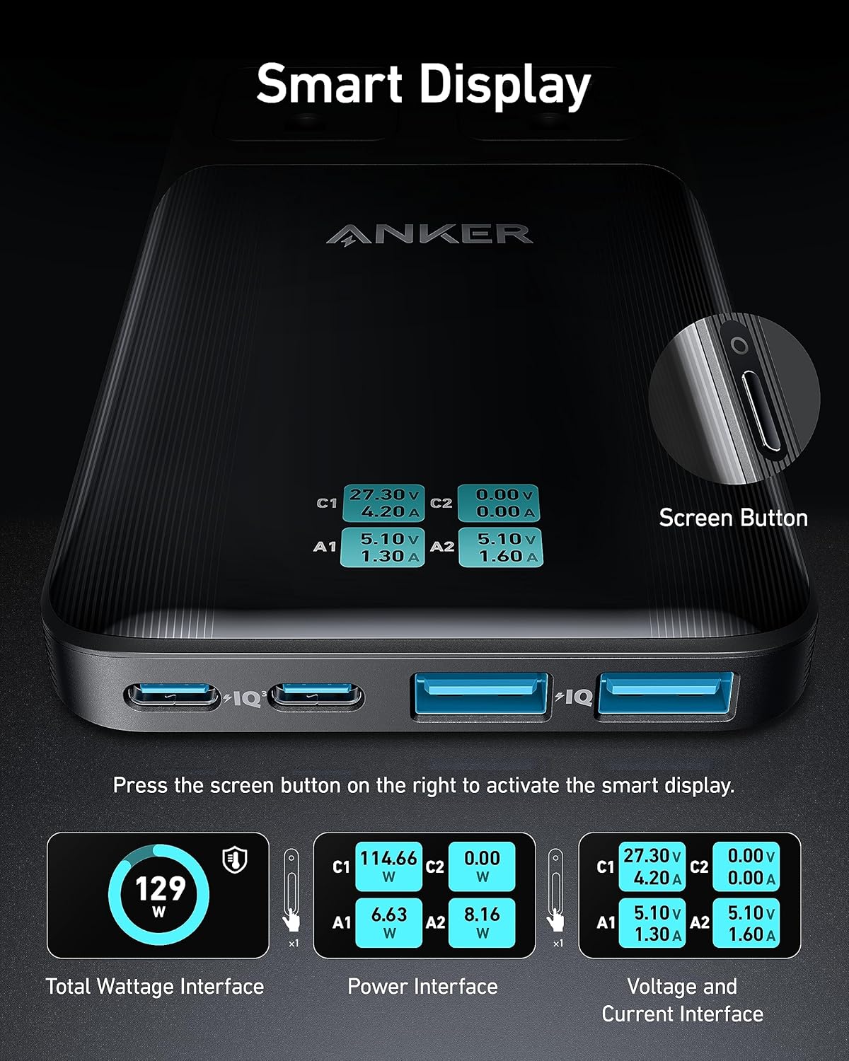 Anker Prime Charging Station, 140W 6-in-1 Travel Power Strip, 5ft Detachable Extension Cord with Multiple Outlets, 2 AC, 2 USB C, 2 USB A, Desk Accessories, Home Office (Non-Battery/Wireless)
