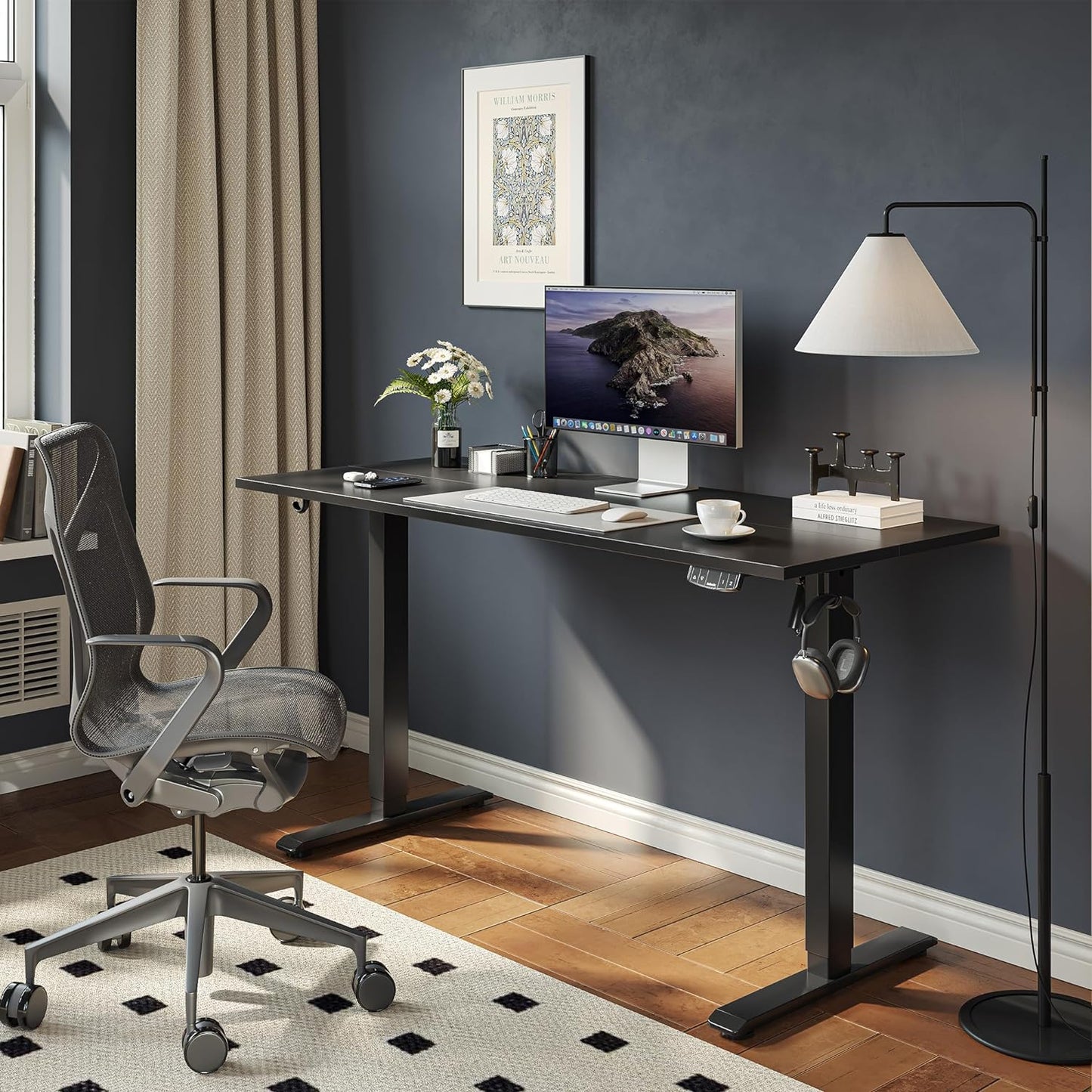 Agilestic Electric Standing Desk, 48 x 24 Inches Height Adjustable Desk, Sit Stand up for Work Office Home, Ergonomic Rising Computer Table with Memory Preset, Black