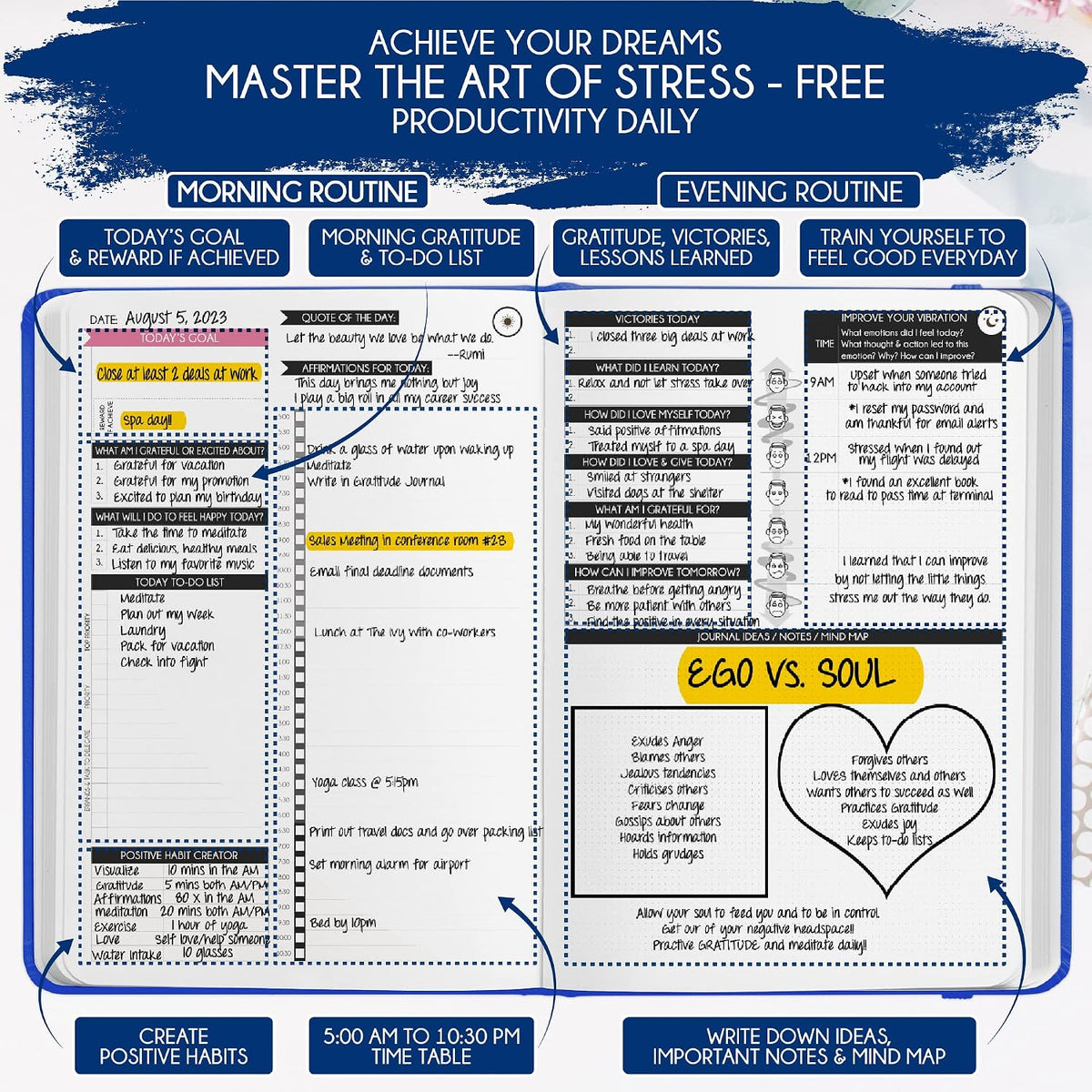 Freedom Mastery Daily Journal of Gratitude, Productivity & Habit Tracker