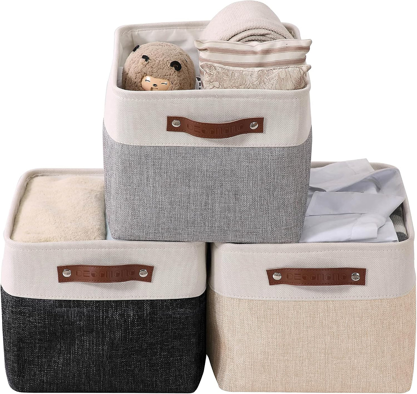DECOMOMO Storage Bins, Large Fabric Storage Baskets for Shelves 3 Pack