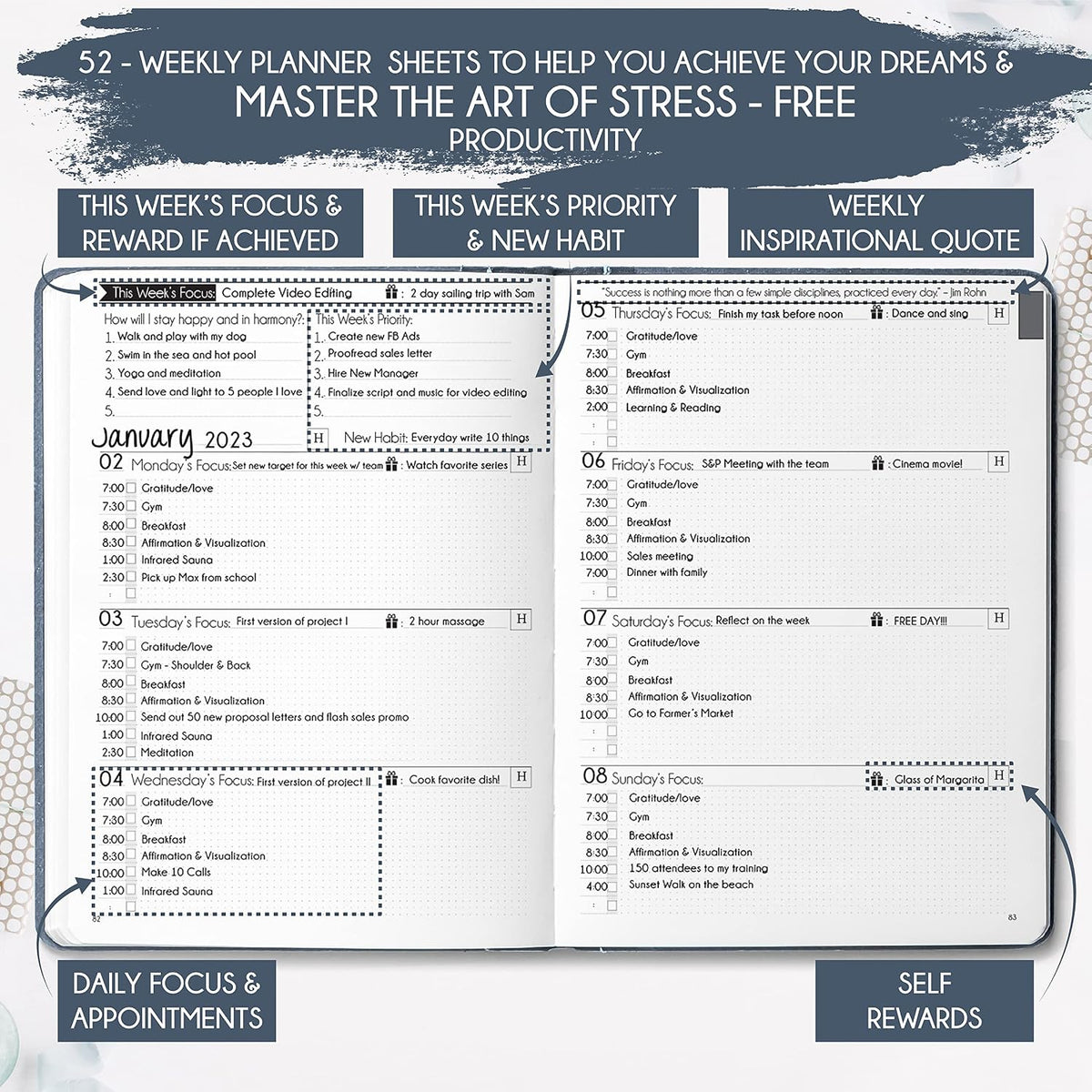 Life & Goal Planner - Weekly & Monthly Planners for Women & Men
