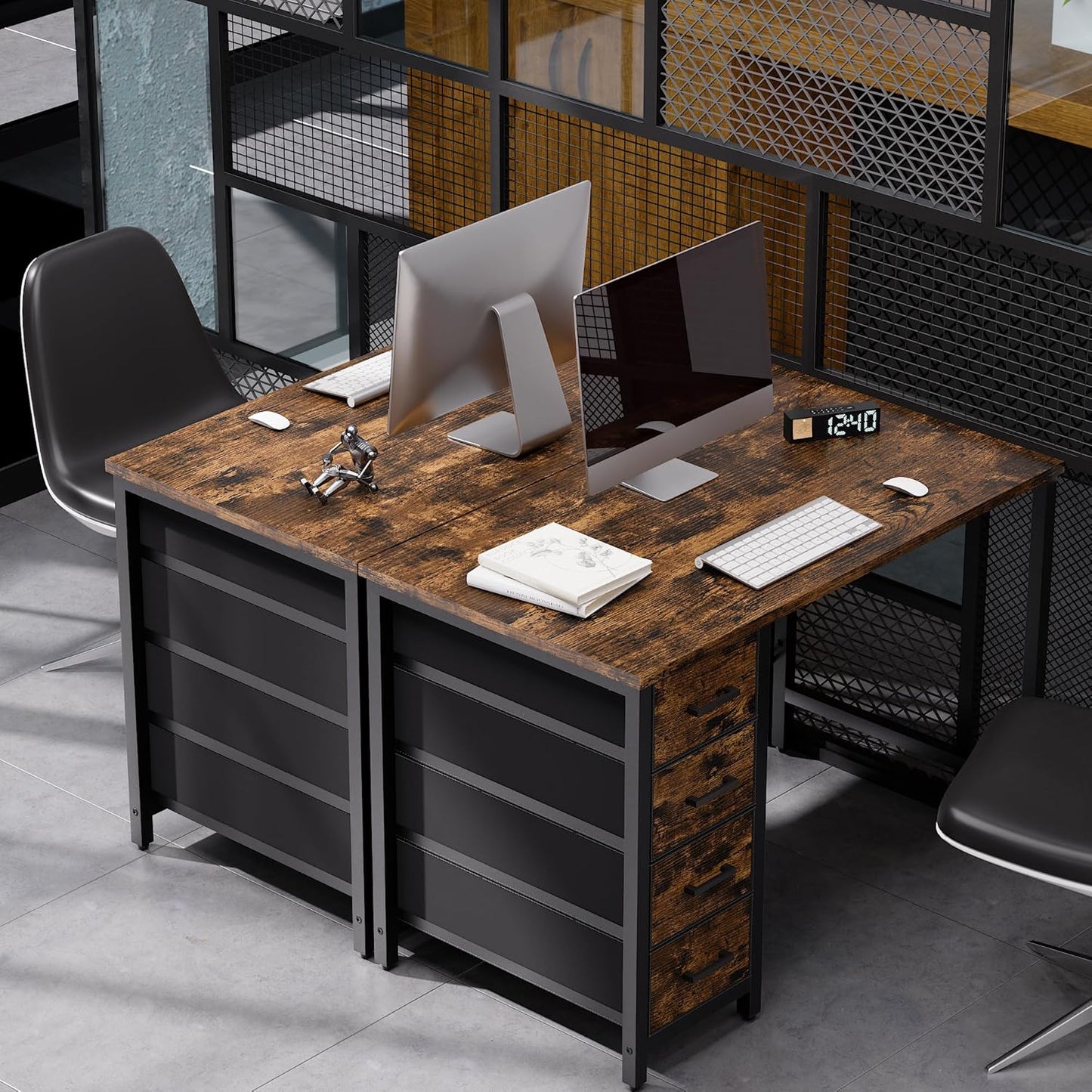 Pamray 32 Inch Computer Desk with 4 Drawers Small Office Desk for Home Bedroom Study Writing Simple Modern Computer Table Vintage