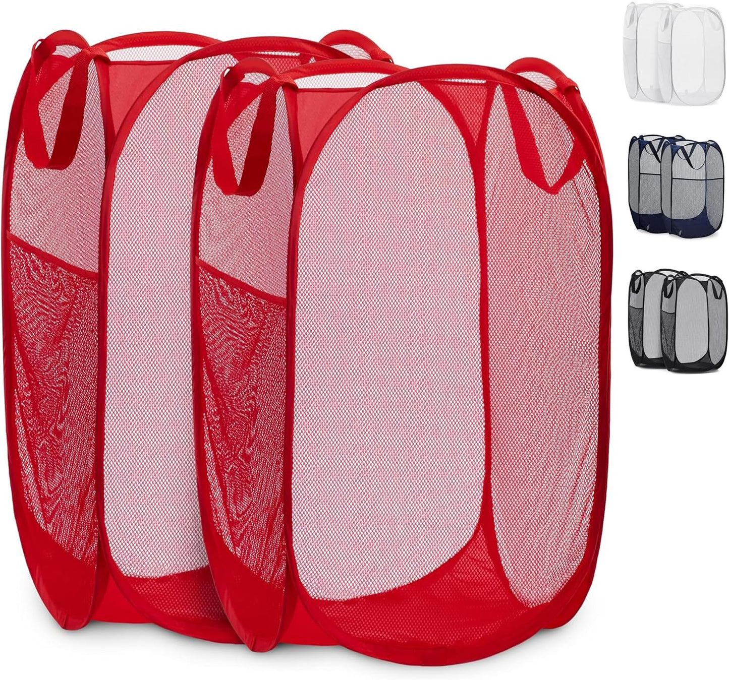 Handy Laundry Mesh Pop-Up Laundry Hamper, Collapsible Basket 2-Pack