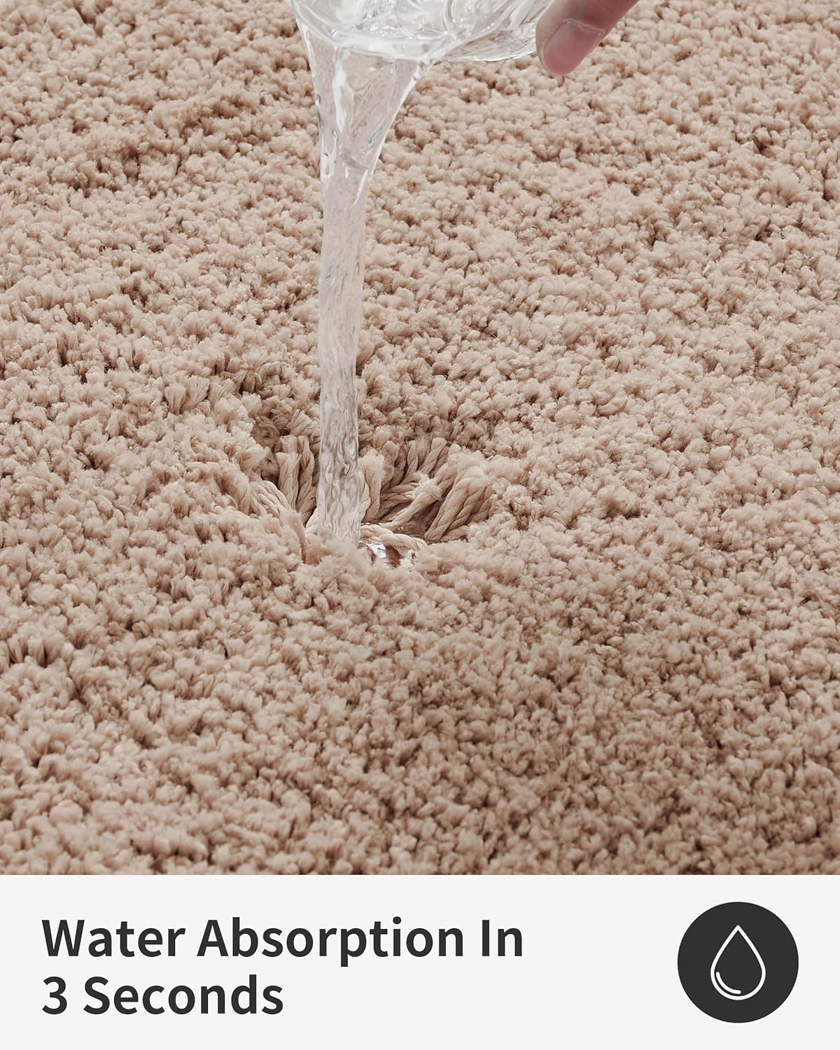 ILANGO Beige Bathroom Rugs 32" × 20" Non Slip & Super Absorbent Extra Thick Soft, Washable Bath Mat for Floor, Microfiber Plush Shaggy Bath Rug with Rubber for Bathtub Shower Room Sink