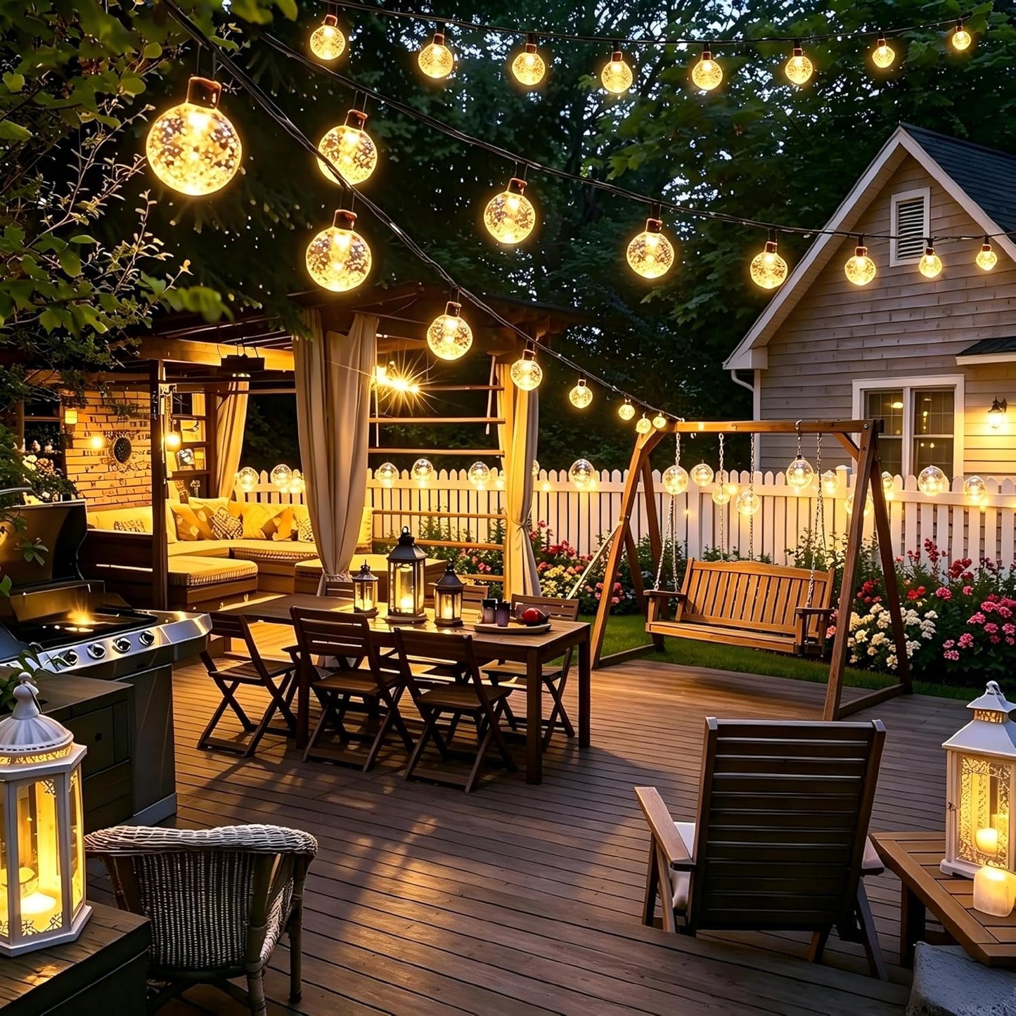 Joomer Solar String Lights Outdoor, 65FT 100LED Globe String Lights 8 Lighting Modes, Waterproof Solar Powered Patio Light for Garden Yard Porch Wedding Party Outdoor Decor (Warm White)