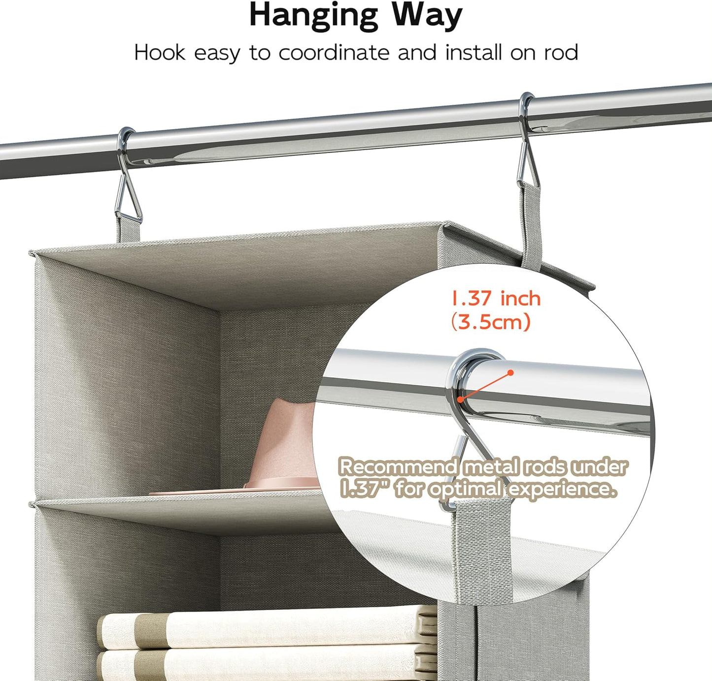 Vailando 6-Shelf Hanging Closet Organizer with 3 Drawers, 2 Separable 3-Shelf Closet Organizers and Storage for Wardrobe Organization, Hanging Dresser for Nursury & Dorm Clothes Organizer