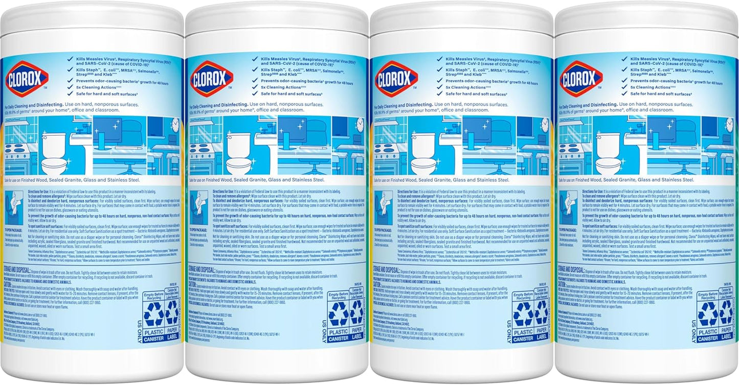 Clorox Disinfecting Wipes Variety Pack, Bleach-Free, Kills 99.9% of Germs and Viruses Including COVID-19, 75 Count, Pack of 4