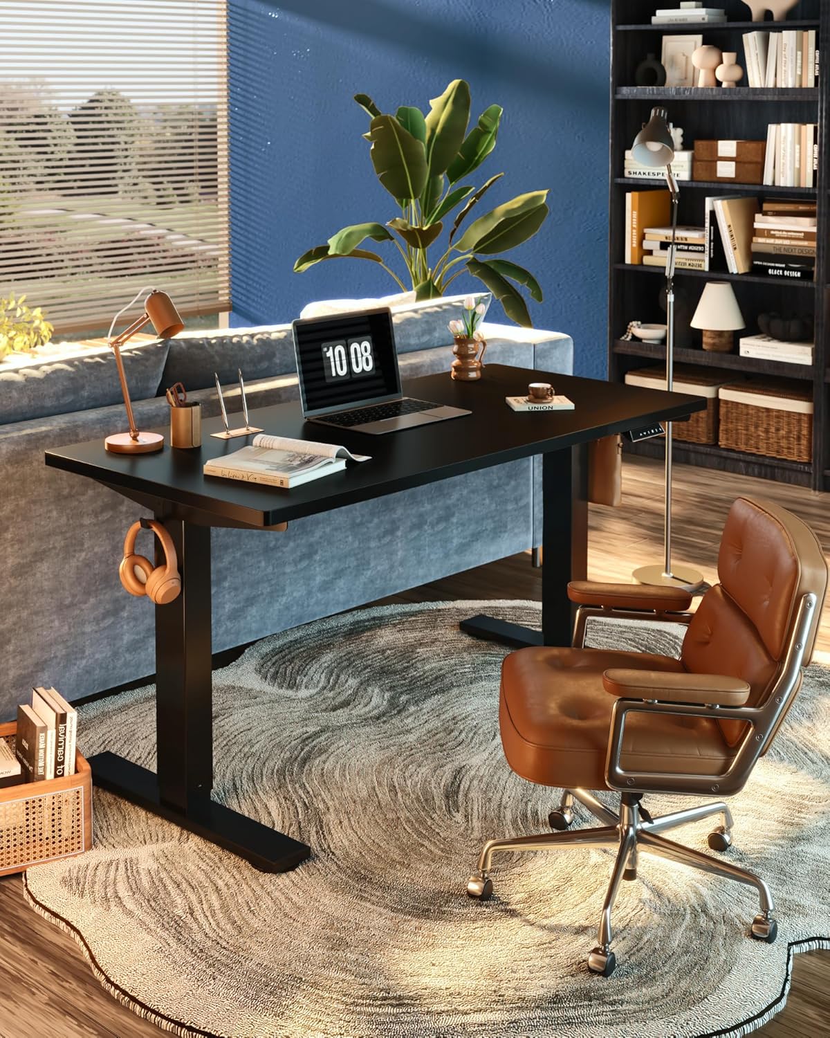 FLEXISPOT EN1 One-Piece Standing Desk, Electric Adjustable with 4 Memory Presets, 176 LBS Capacity, Stable & Quiet, Seamless Desktop for Home Office & Dual Monitors, 48"x24" Black