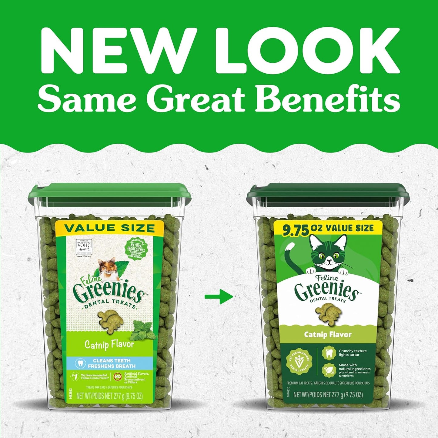 Greenies Cat Treats, Feline Veterinarian-Recommended Adult Natural Dental Treats, Catnip Flavor, 9.75 oz. Tub