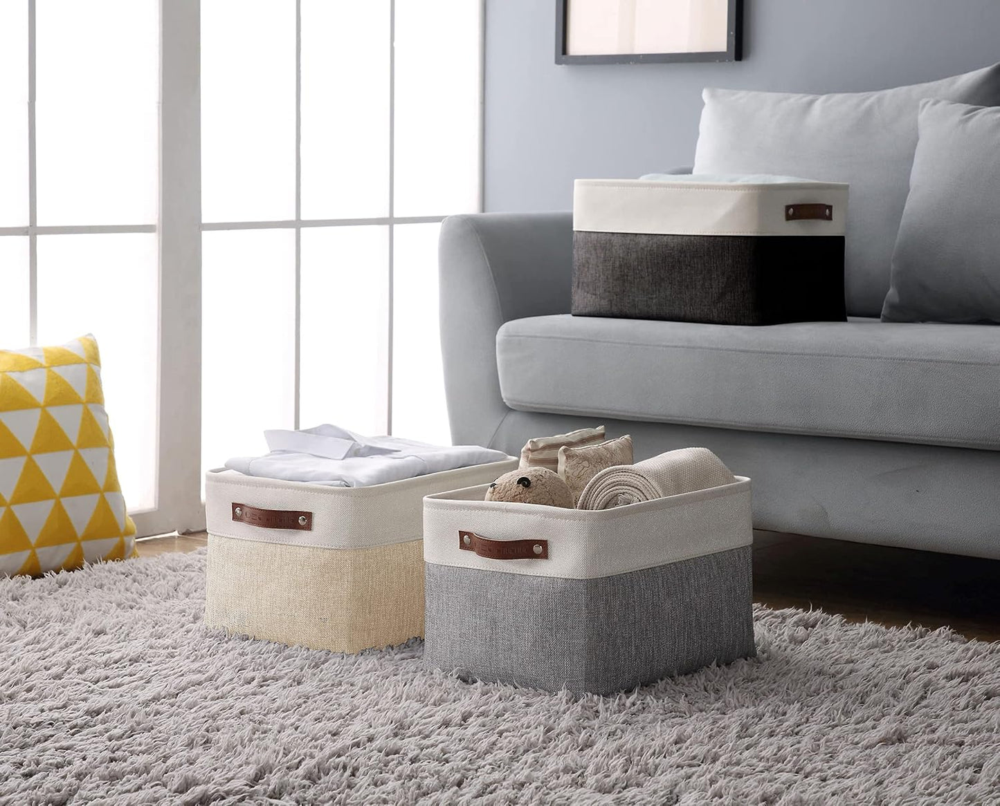 DECOMOMO Storage Bins, Large Fabric Storage Baskets for Shelves 3 Pack