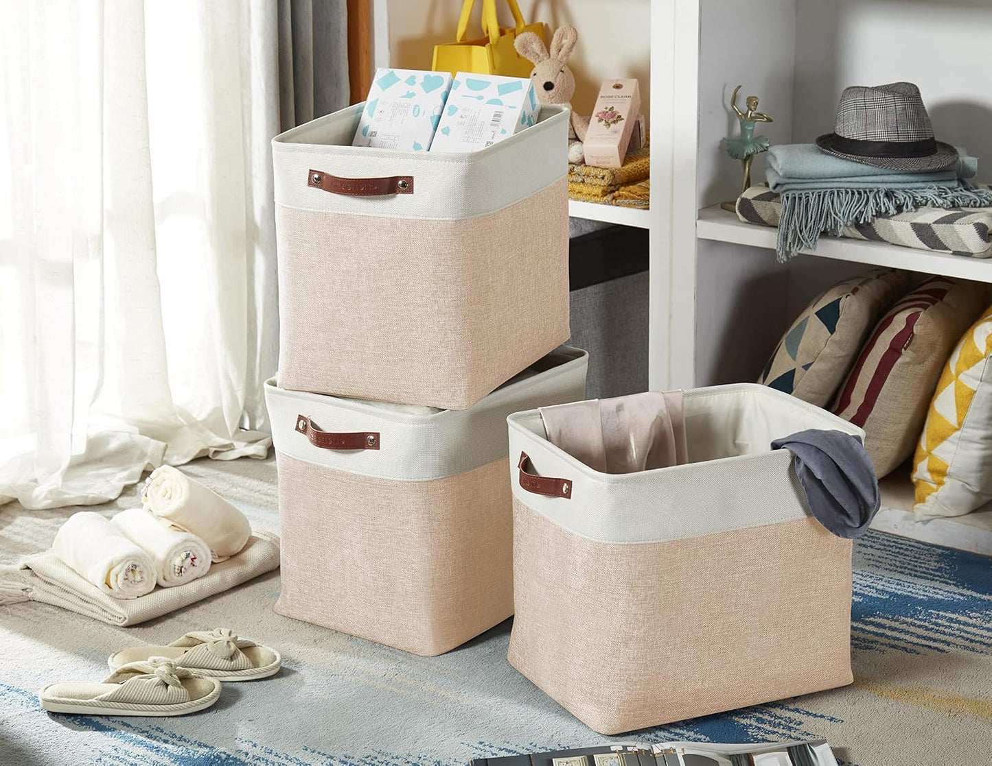 DECOMOMO Extra Large Storage Baskets, 54.5L Fabric Storage Bins 3 Pack