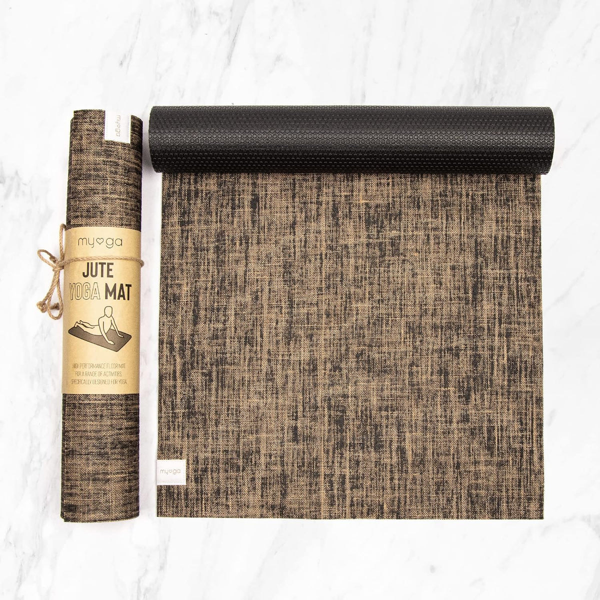 Myga Jute Yoga Mat, High Performance Vegan Floor Exercise Mat, Eco Friendly Biodegradable Yoga Mat with PVC Backing,72" x 24", 0.2" Thickness
