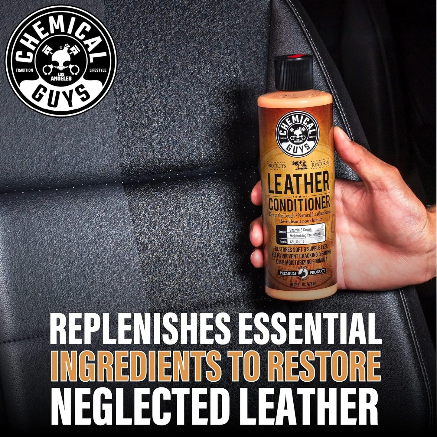 Chemical Guys Leather Cleaner and Conditioner Kit - 2 Bottles (4 oz Each), Car Cleaner and Conditioner, Safely Cleans & Conditions Leather Car Interiors, Furniture, Shoes, Boots, Bags, Apparel & More