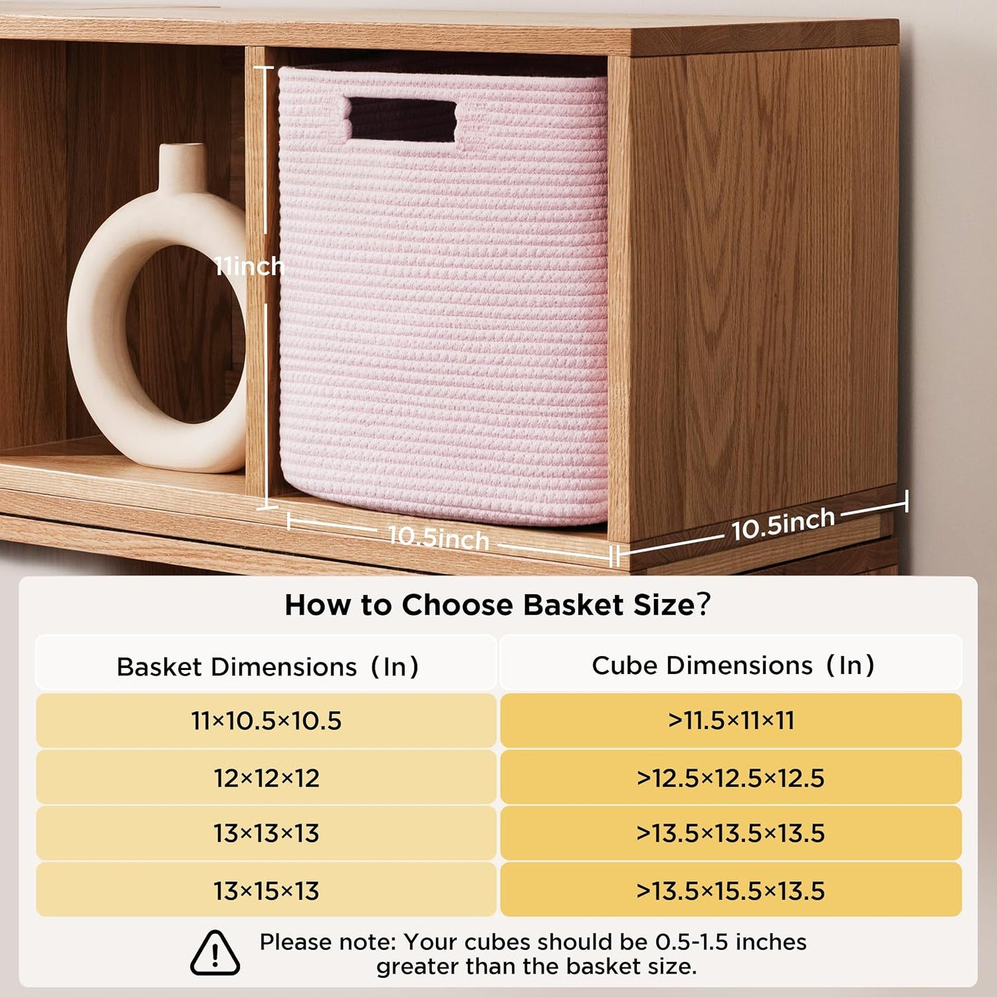 UBBCARE Storage Cubes 11 Inch, Cotton Rope Woven Baskets for Organizing, Cube Storage Bin for Baby Nursery, 2-Pack Square Toy Storage Baskets for Shleves Organizer, Closet, Kidsroom, Pink