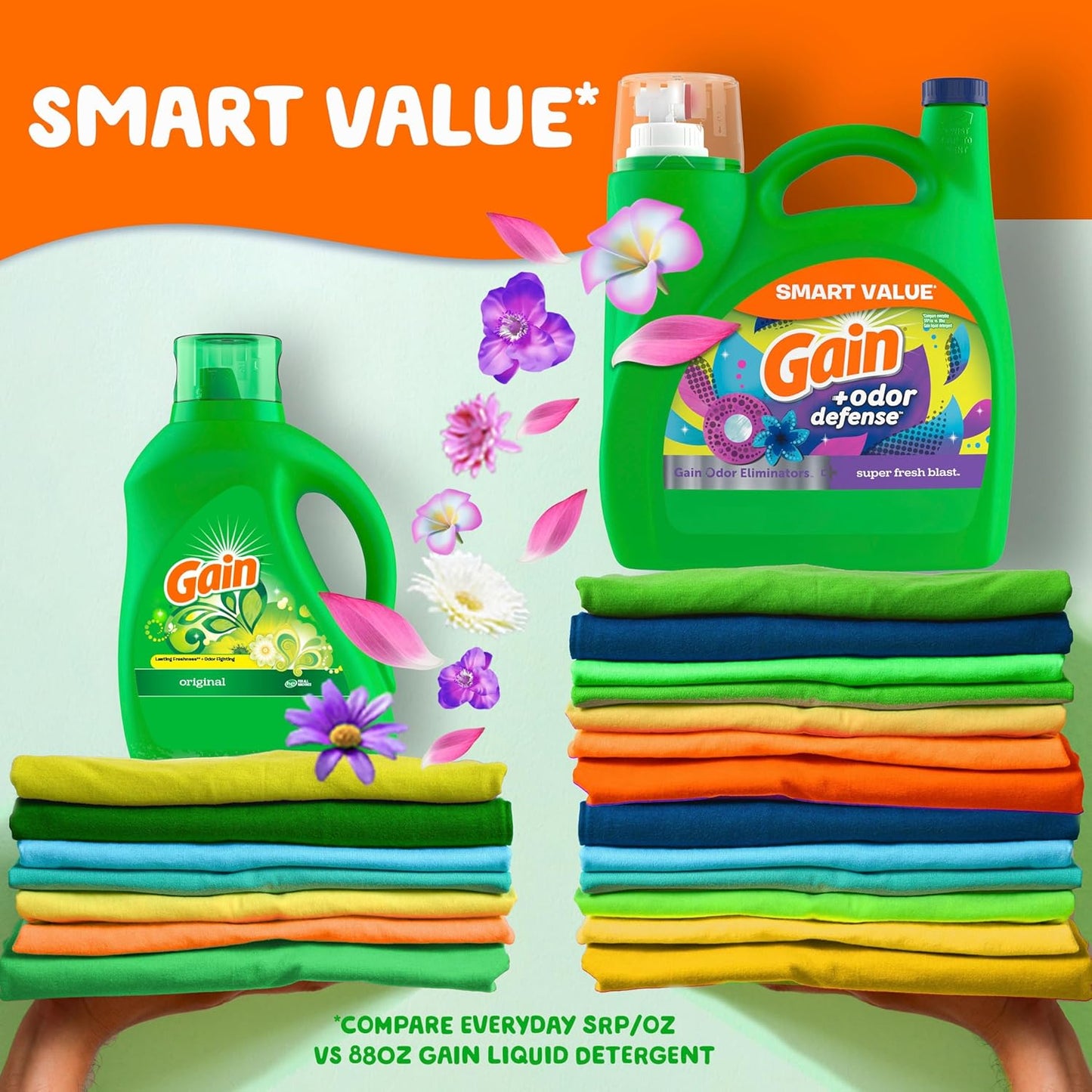Gain + Odor Defense Liquid Laundry Detergent, Super Fresh Blast Scent, 107 Loads, HE Compatible Washing Soap (Packaging May Vary)