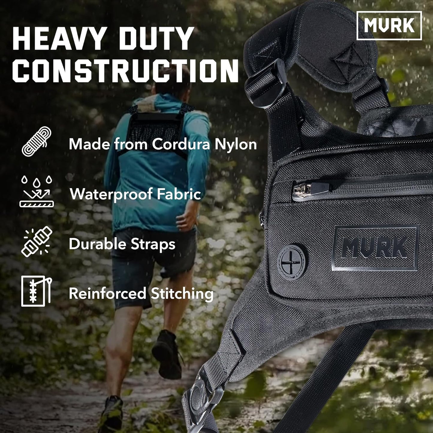 MVRK Water Resistant Running Vest Chest Pack, Phone Holder for Running, Lightweight Training Pack with Reflective Detail