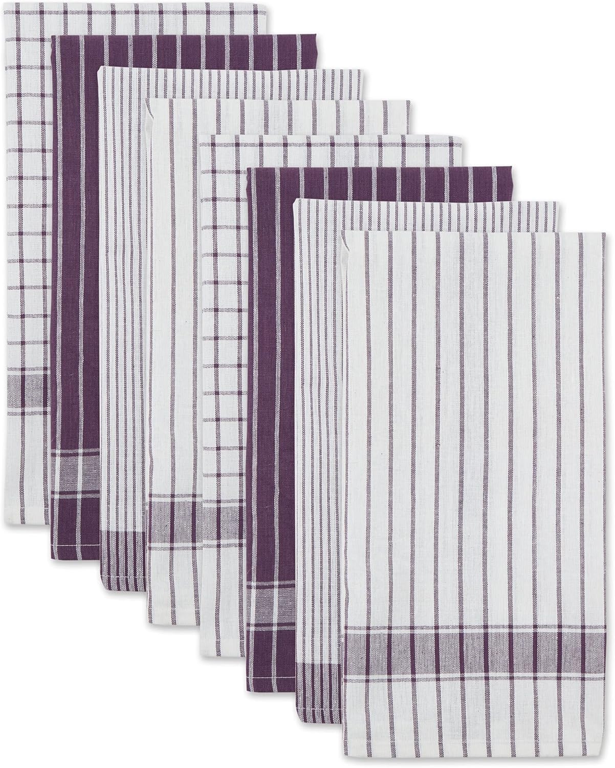 DII Everyday Basic Collection Woven Dishtowel Set, 20x28, Eggplant, 8 Piece