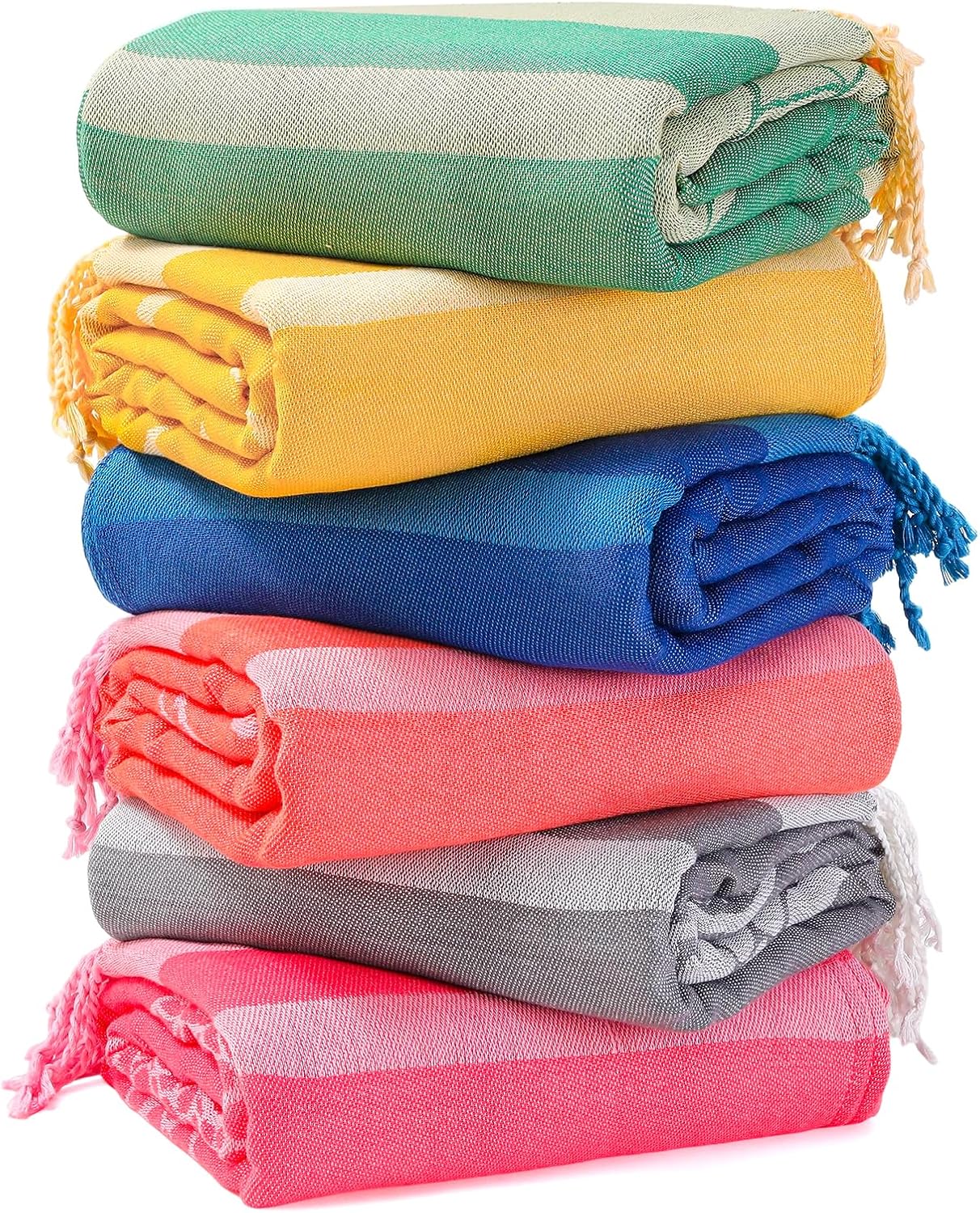 Genovega 6 Packs Oversized Turkish Beach Towels Set Bulk 74"x38" Extra Large Quick Dry Sand Free Light Swim Bath Camping Pool Towel Travel Blanket Essentials Cruise Accessories Adult Vacation Stuff