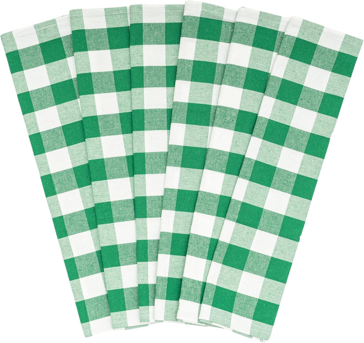 Green Dish Towels - 100% Cotton, Highly Absorbent, 6 Pack, 30”x20”, Lint-Free Gingham Green Kitchen Towels with Hanging Loop - St. Patrick’s Day Décor Tea Towels in Plaid Pattern (6 Pack)