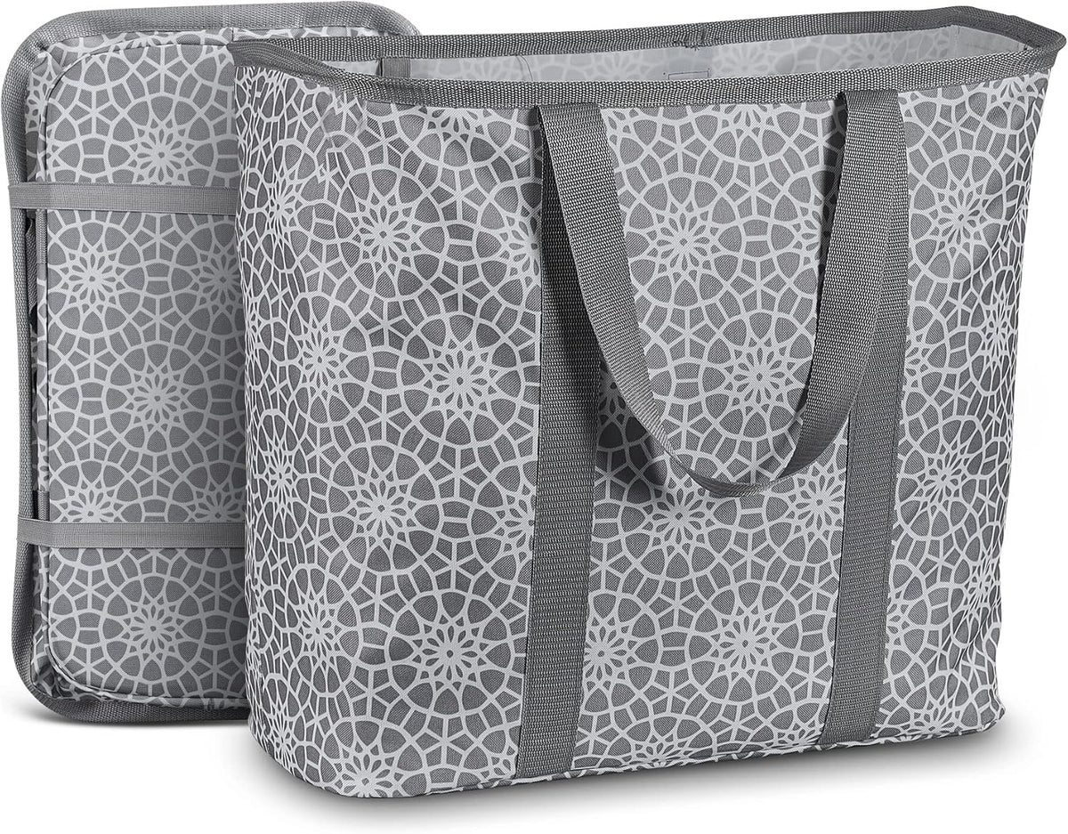 JOMOLA Collapsible Laundry Caddy 80L Large Foldable Laundry Basket Grey Collapsible Laundry Hamper Fabric Laundry Tote with Handles and Sturdy Pop-Up Wire Frame