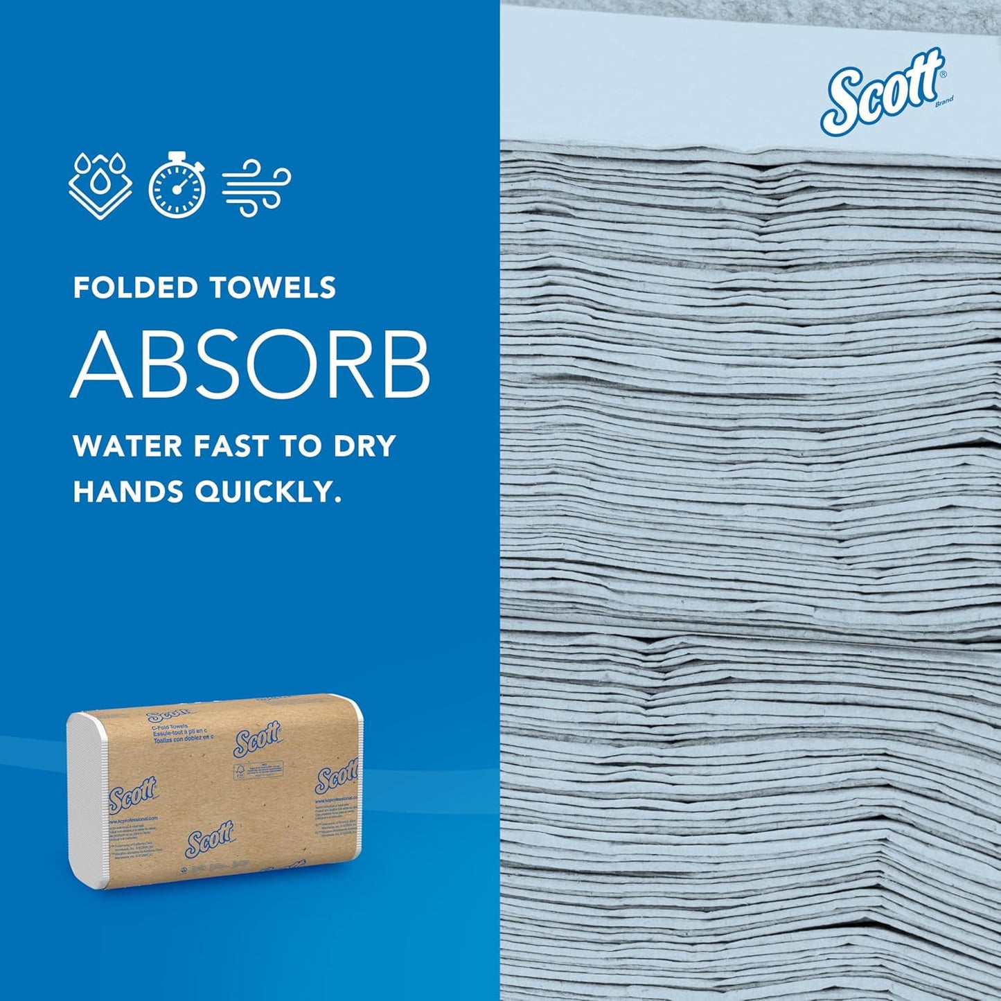 Scott Professional Essential C-Fold Folded Paper Towels, Bulk (01510), Fast-Drying Absorbency Pockets, 13.15"x10.125" Towel, White (200 Sheets/Pack, 12 Packs/Case, 2,400 Sheet Total)
