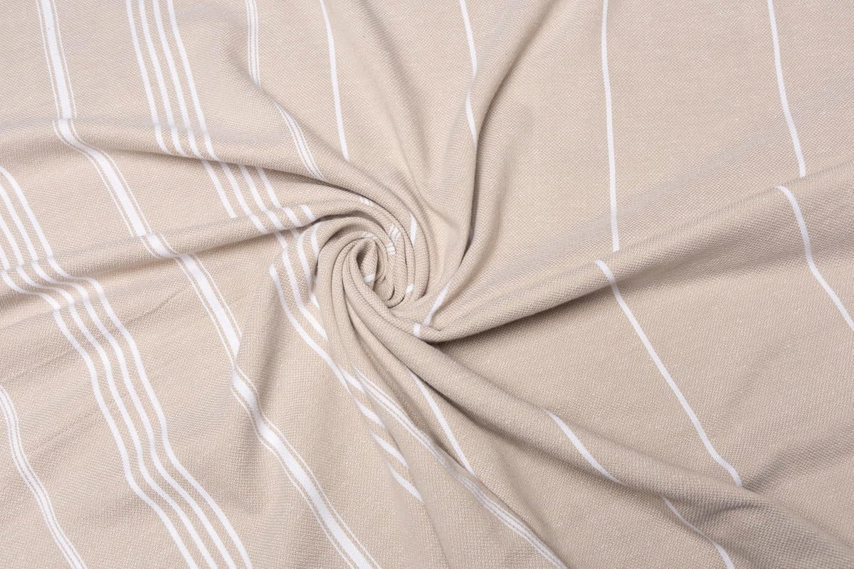 Turkish Beach Towel 100% Organic Cotton Extra Large Oversized (39 x 71 Inches) Quick Dry Sand Free Light Weight Prewashed for Bath Beach Gym Yoga Travel Towel Blanket (Medium Beige)