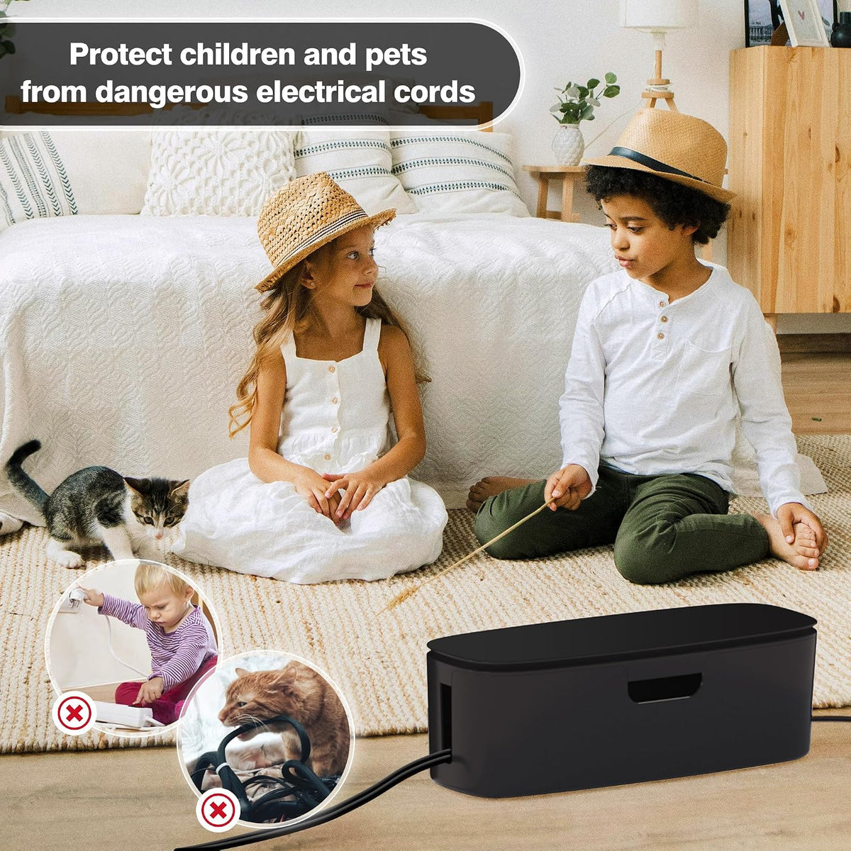 Cable Management Box, Large Cord Organizer Box to Hide Power Strip