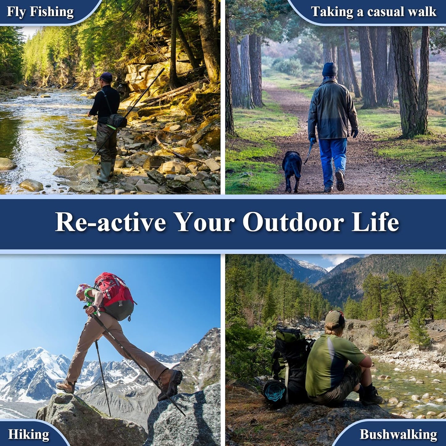 TheFitLife Nordic Walking Trekking Poles - 2 Sticks with Anti-Shock and Quick Lock System, Telescopic, Collapsible, Ultralight for Hiking, Camping, Mountaining, Backpacking, Walking, Trekking
