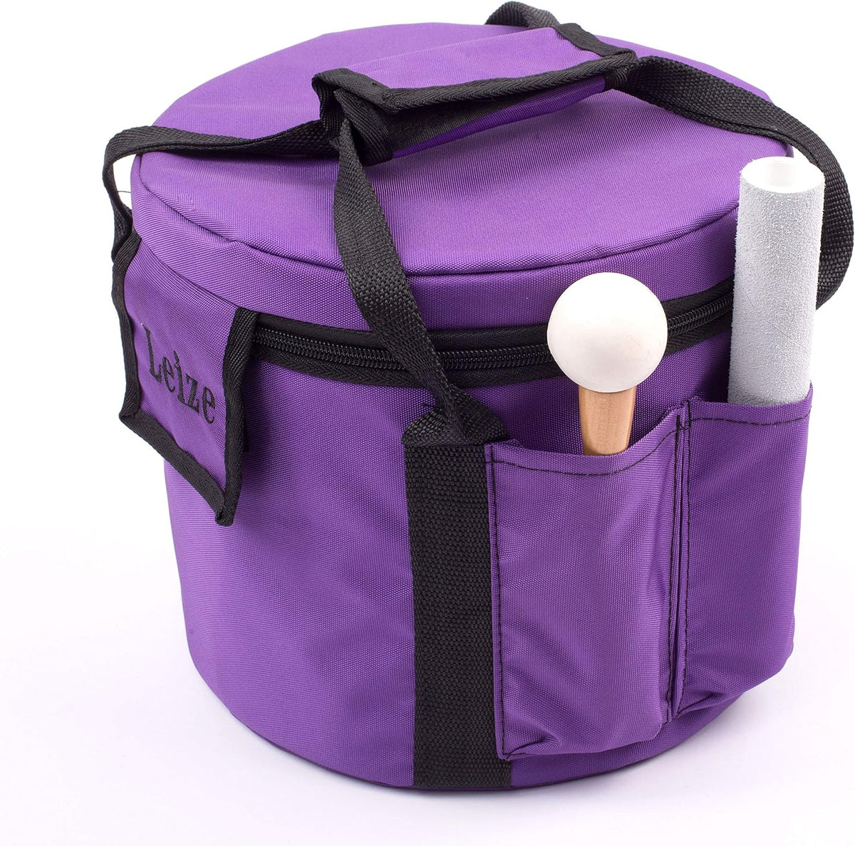 Leize Quartz Crystal Singing Bowl F Note Heart Chakra White 8" with Heavy Duty Carrying Case Suede Striker