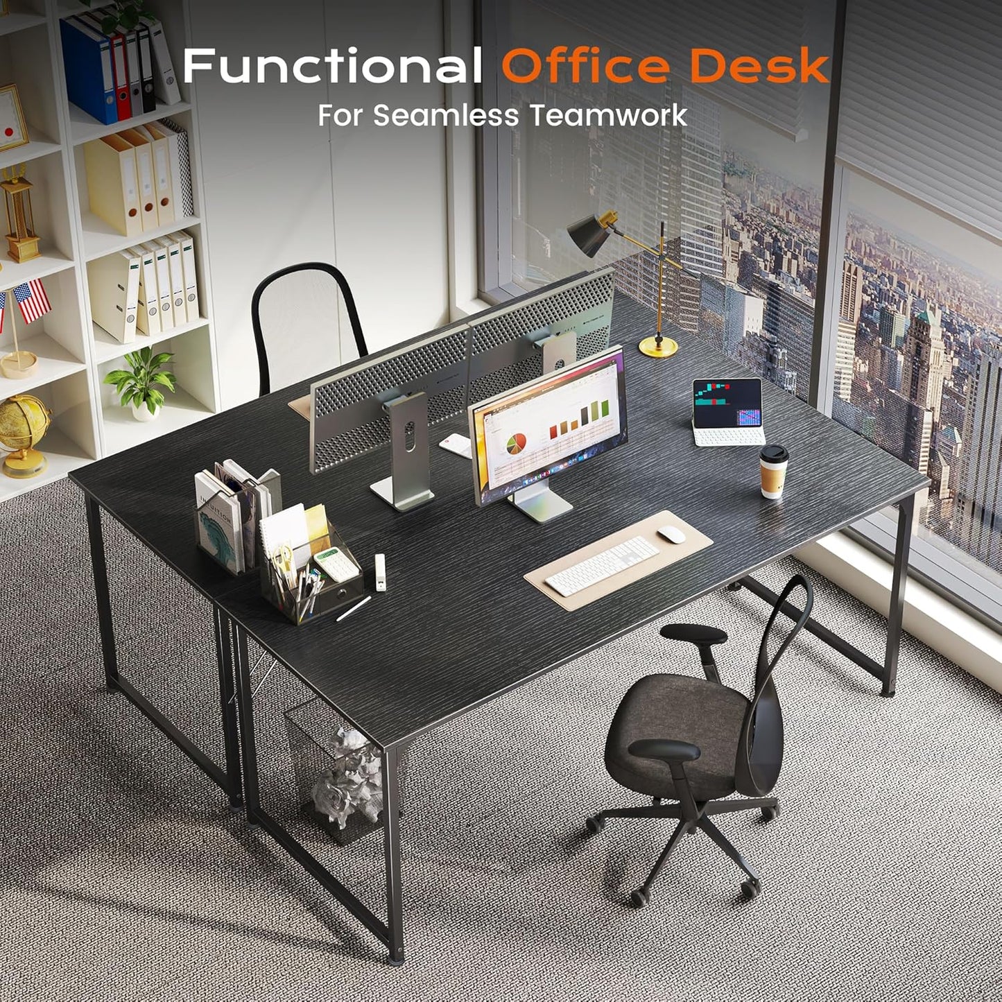 PRAISUN 55 X 24 Inch Computer Desk with Deeper Desktop, Gaming Office Writing Work Desk for Home Office, Study, Bedroom, Work from Home, Metal Frame, Black