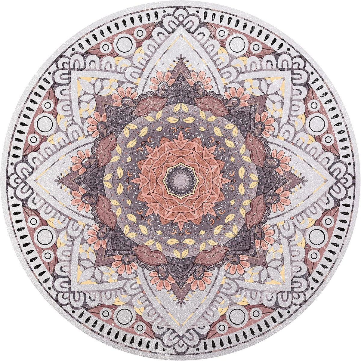 Knsbk Large Round Yoga Mat 4.6'X3.5mm for Exercise Premium Extra Thick, Ultra Comfortable, Non Slip, Meditation Mat