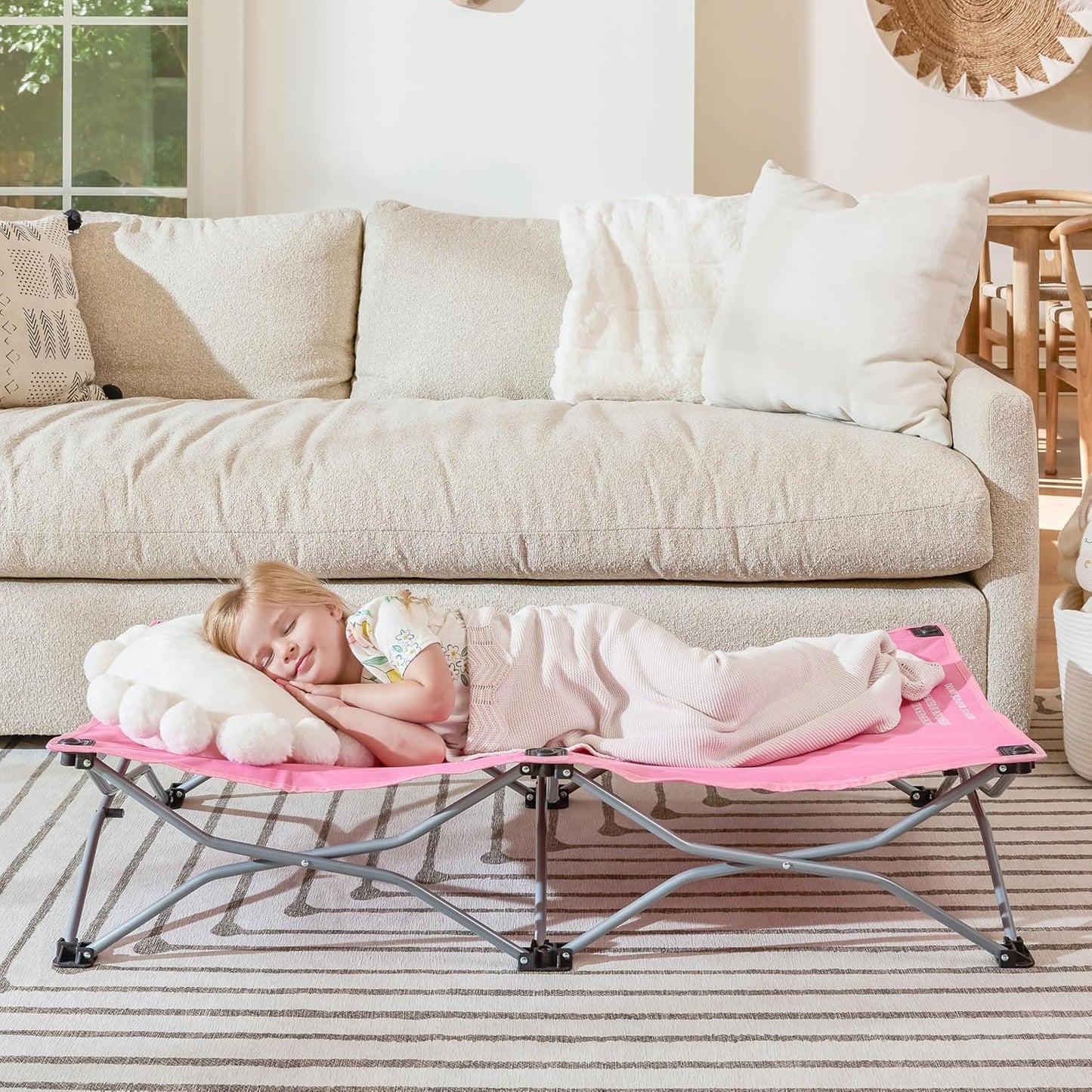 Regalo My Cot® Portable Toddler Bed, Foldable Kids Travel Bed & Camping Cot, Lightweight Sleeping Cot for Toddlers, Indoor/Outdoor, 46.5” x 24” x 9.5”, Gray