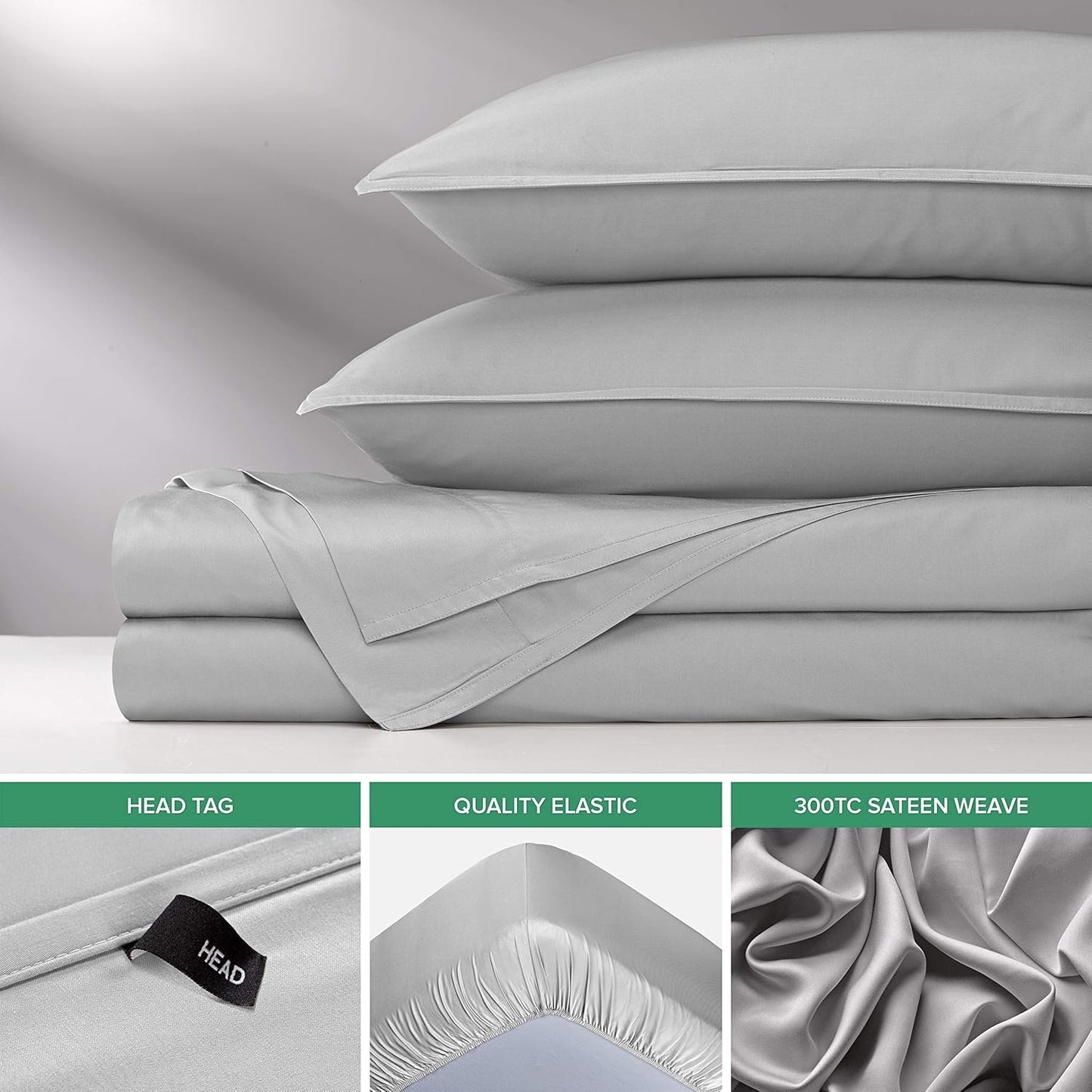 Pure Bamboo King Sheets, Genuine 100% Organic Viscose Derived from Bamboo Bed Sheet Set, Luxuriously Soft & Cooling, Double Stitching, 2 Year Quality Promise (King, Silver Pearl)