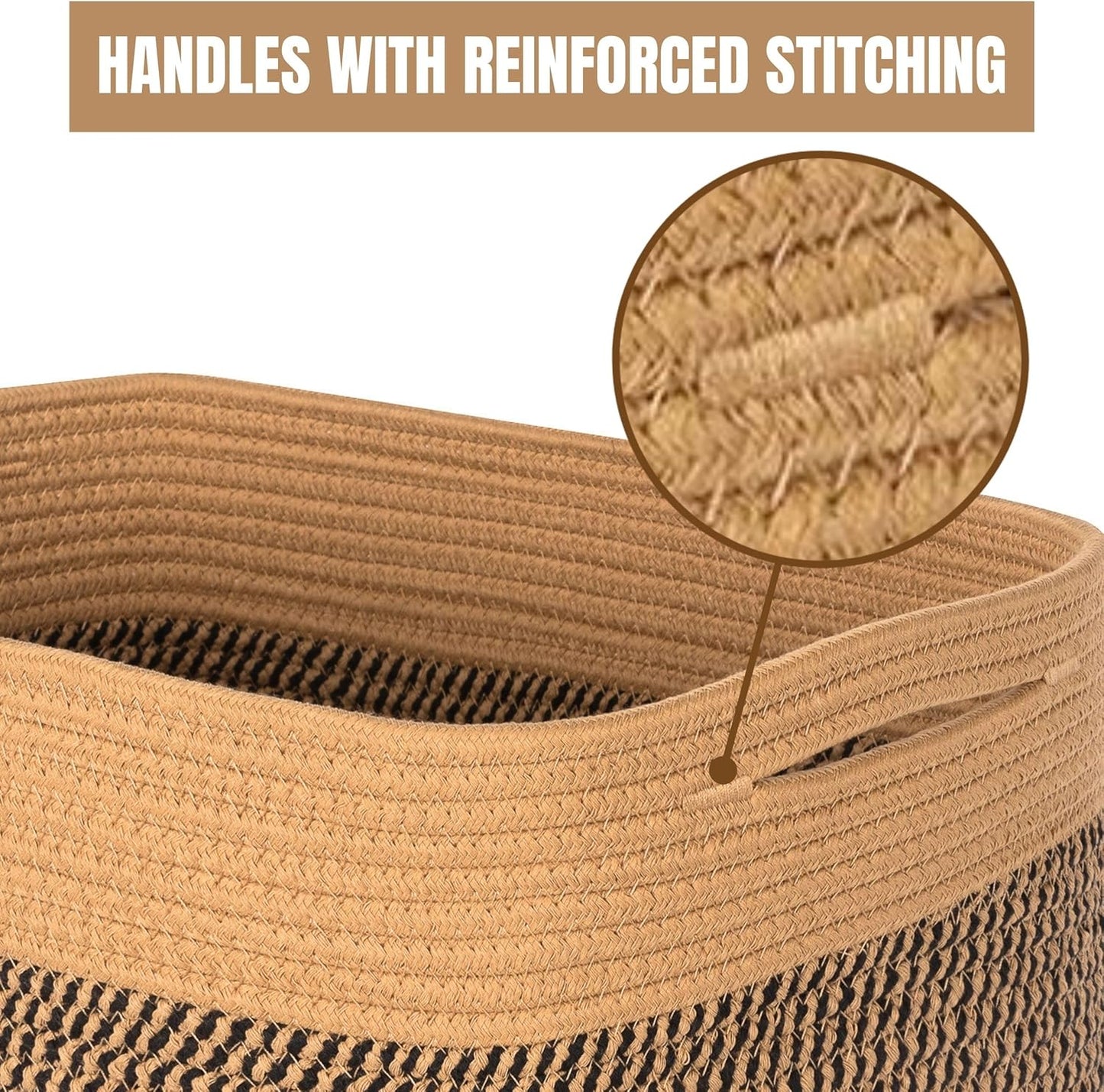 MINTWOOD Design 3-Pack Storage Baskets for Shelves, Decorative Baskets for Organizing, Woven Baskets for Storage, Book Basket Cube Storage Bin Box, Pantry Closet and Shoe Organizers, Black Jute