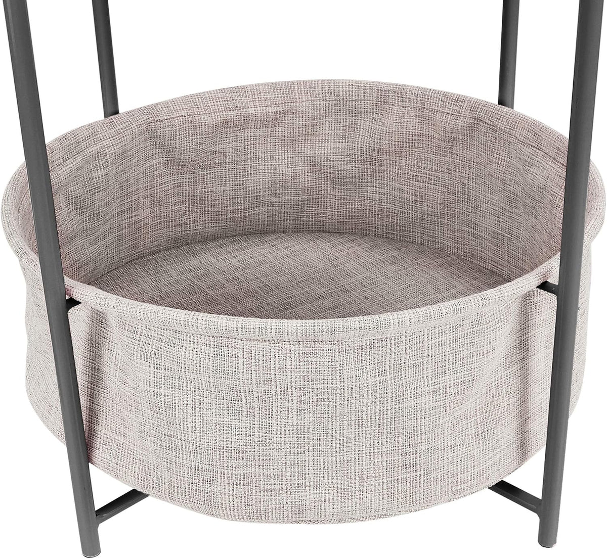 Amazon Basics Round Storage End Table, Nightstand for Bedroom or Living Room, Easy Assembly, with Cloth Basket, Charcoal/Heather Gray, 17.7 x 17.7 x 18.9 in | Side Table