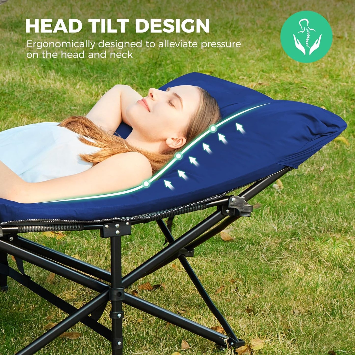 JEAREY Camping Cot for Sleeping 28" Extra Wide, Heavy-Duty 1200D Oxford Foliding Cots for Adults Portable with Mattress, Carry Bag for Guest, Travel, Hiking, Navy