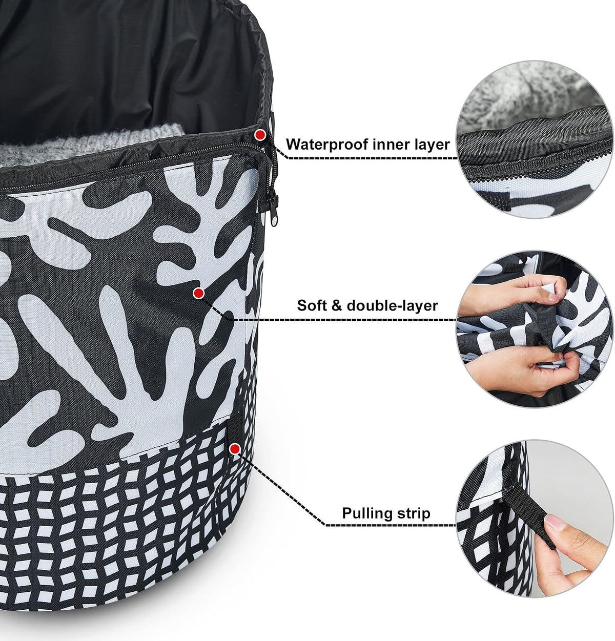 JOMOLA Large Collapsible Laundry Basket 90L Fabric Foldable Laundry Hamper Extendable Dirty Clothes Laundry Bag with Handles for Family College Dorm Storage Organizer (Black)
