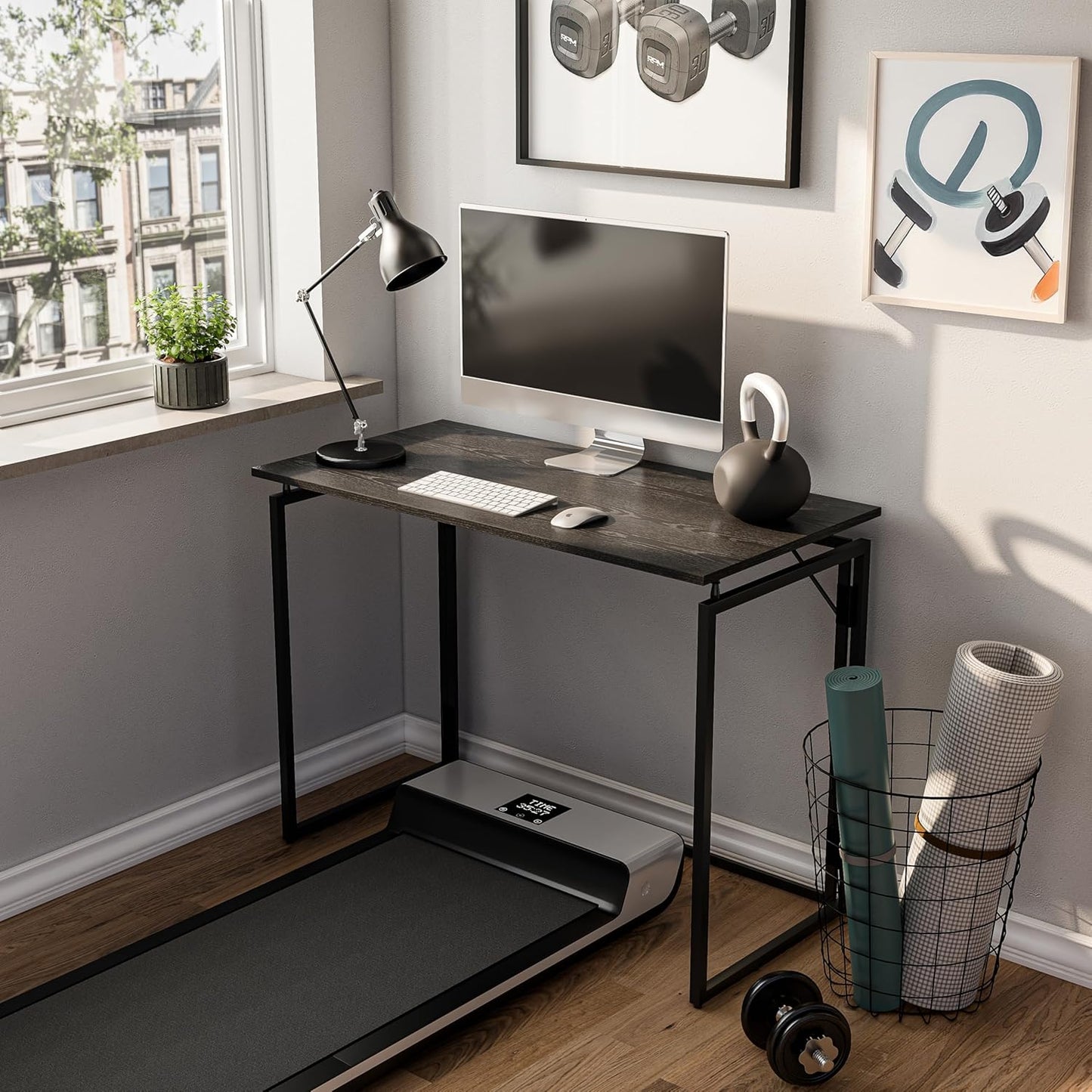 alawooder Folding Desk - 31.5" Wood Top Foldable Desk for Small Spaces | No Assembly Required Compact Desk for Home Office, Writing, and Study