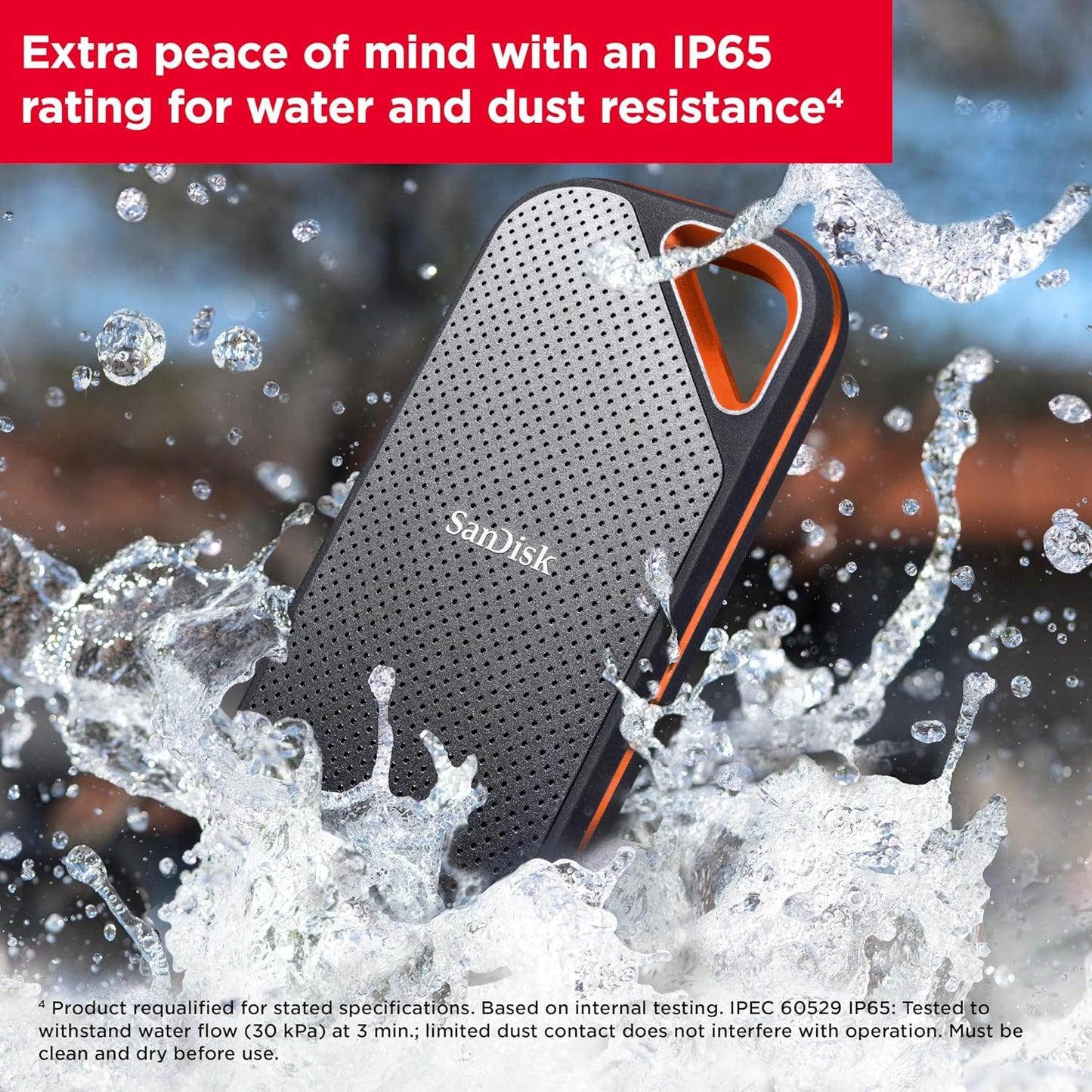 SANDISK 4TB Extreme PRO Portable SSD - Up to 2000MB/s - USB-C, USB 3.2 Gen 2x2, IP65 Water and Dust Resistance, Updated Firmware - External Solid State Drive - SDSSDE81-4T00-G25,Black