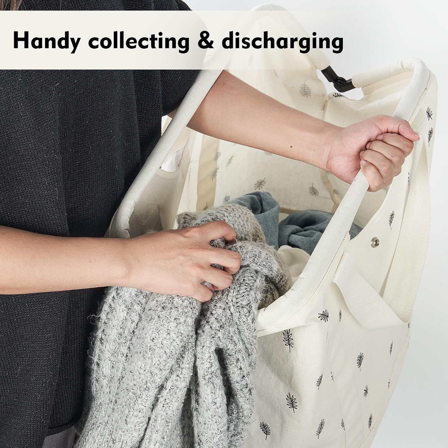 JOMOLA Collapsible Laundry Hamper 70L Large Foldable Laundry Basket Canvas Dirty Clothes Hamper Laundry Tote Bag with Handles for Family College Dorm Storage (Beige)