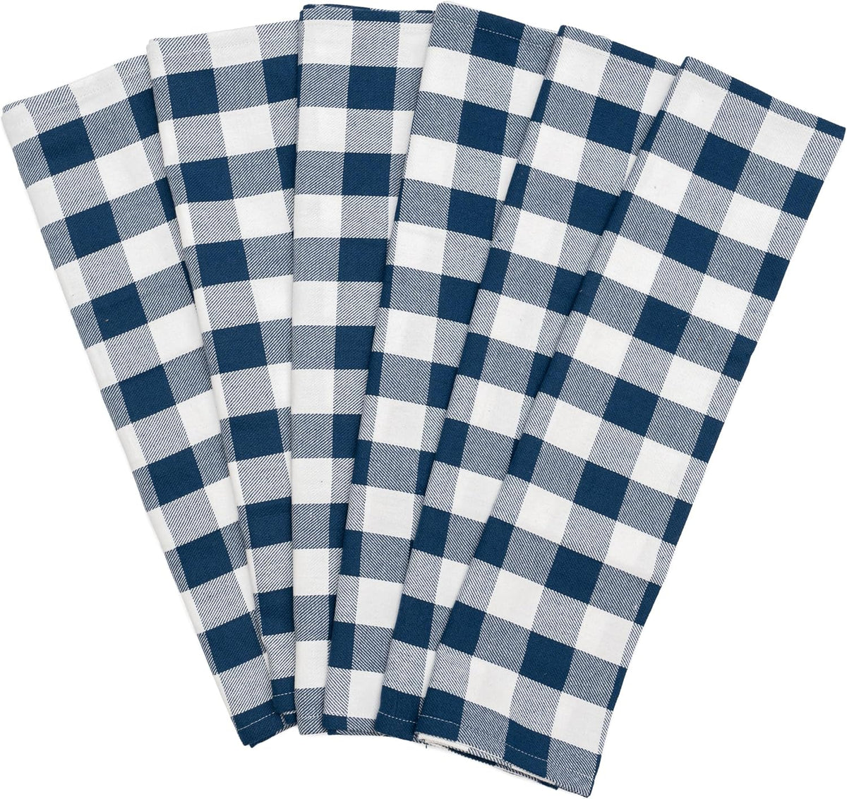 Blue and White Plaid Kitchen Towels - Set of 6 Blue Checkered, 100% Cotton, Lint-Free Kitchen Towels with Hanging Loop - Versatile Uses Including Kitchen Towels, Hand Towels, Dish Towels (6 Pack)