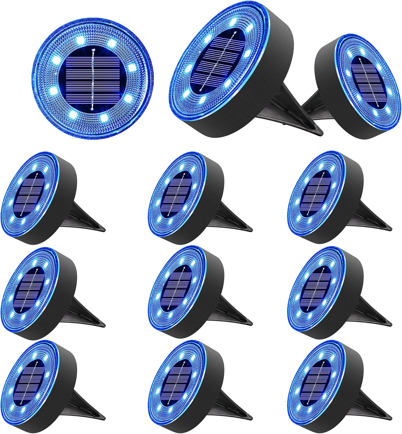 Joomer Solar Ground Lights, 16 Pack 8 LED Solar Lights Outdoor IP68 Waterproof Disc Light In-Ground Landscape Lighting Outdoor for Patio Pathway Lawn Yard Driveway Walkway (Warm White)