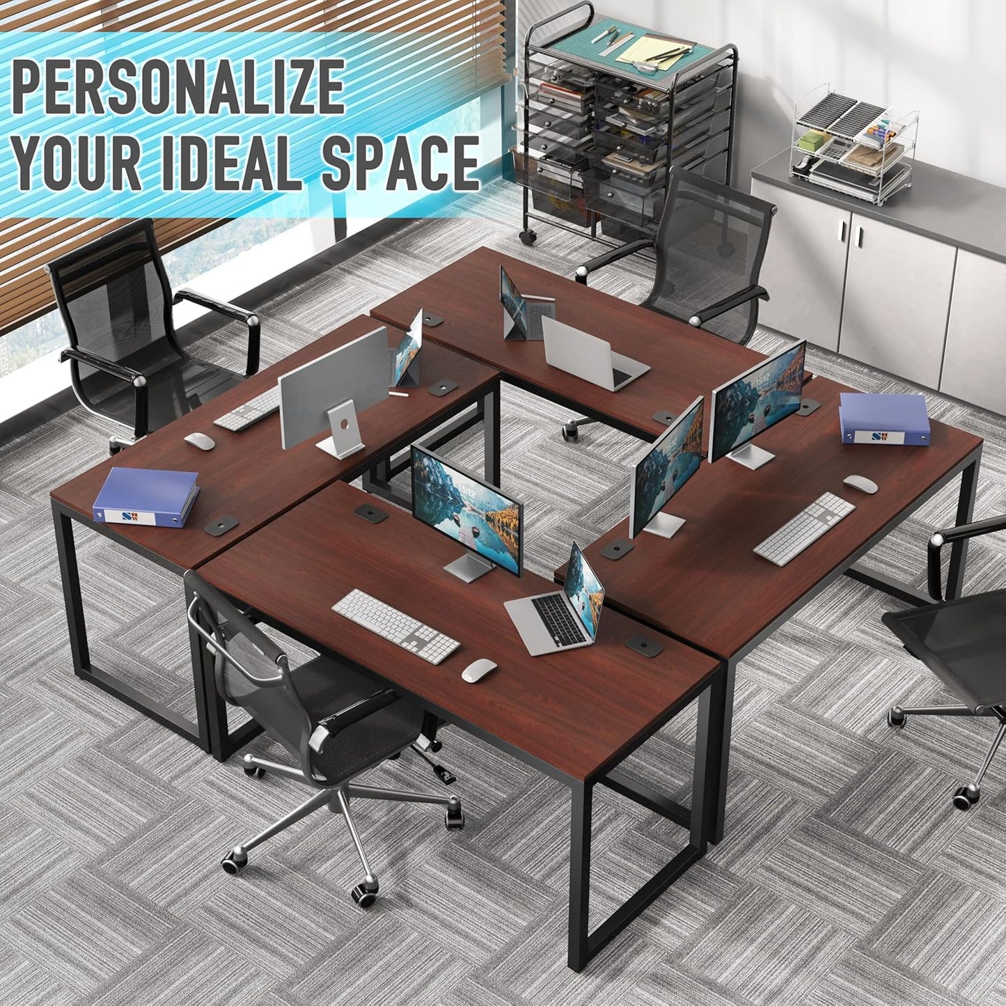 SHW 55-Inch Commercial-Grade Office Computer Desk, Cherry