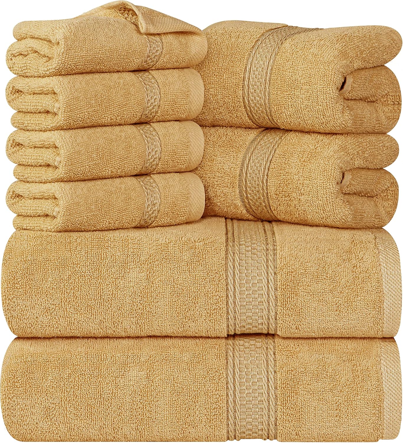 Utopia Towels 8 Piece Luxury Towel Set – Majestic Plush, Super Absorbent & Quicker-to-Dry, Thick 100% Ring Spun Cotton Towels for Bathroom, Spa & Hotel – 2 Bath, 2 Hand, 4 Washcloths, Grey